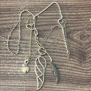 Betsey Johnson Goldtone Angels and Wings Pave' Feather Wing Lariat Necklace